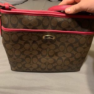 EUC Chocolate and hot pink COACH Purse